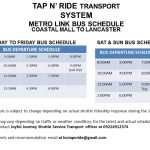 LANCASTER NEW CITY – TAP N' RIDE TRANSPORT SYSTEM METRO LINK BUS SCHEDULE – COASTALL MALL TO LANCASTER